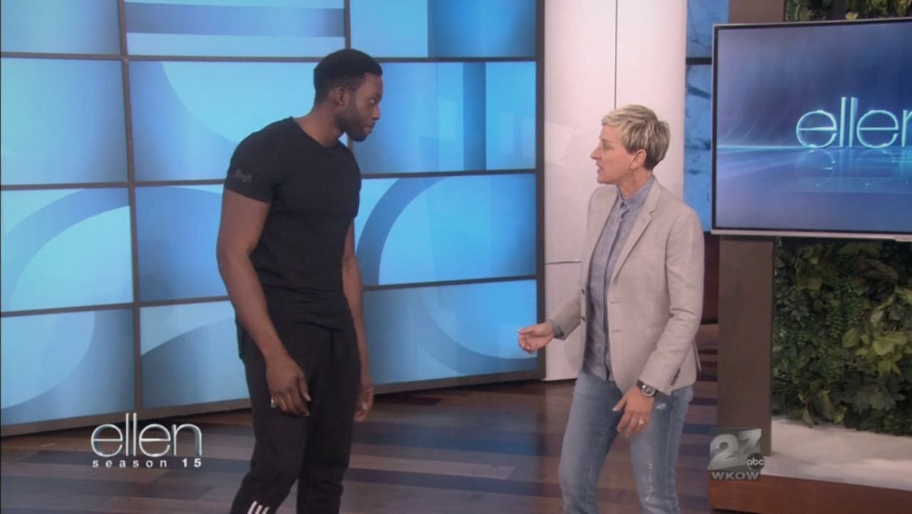 On stage at The Ellen Show in the Signature Tee
